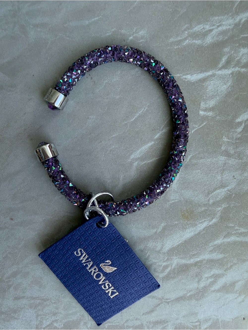 Swarovski Iridescent Purple Crystal Open Cuff Bracelet